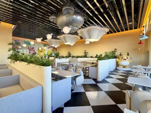 Wide view of the café